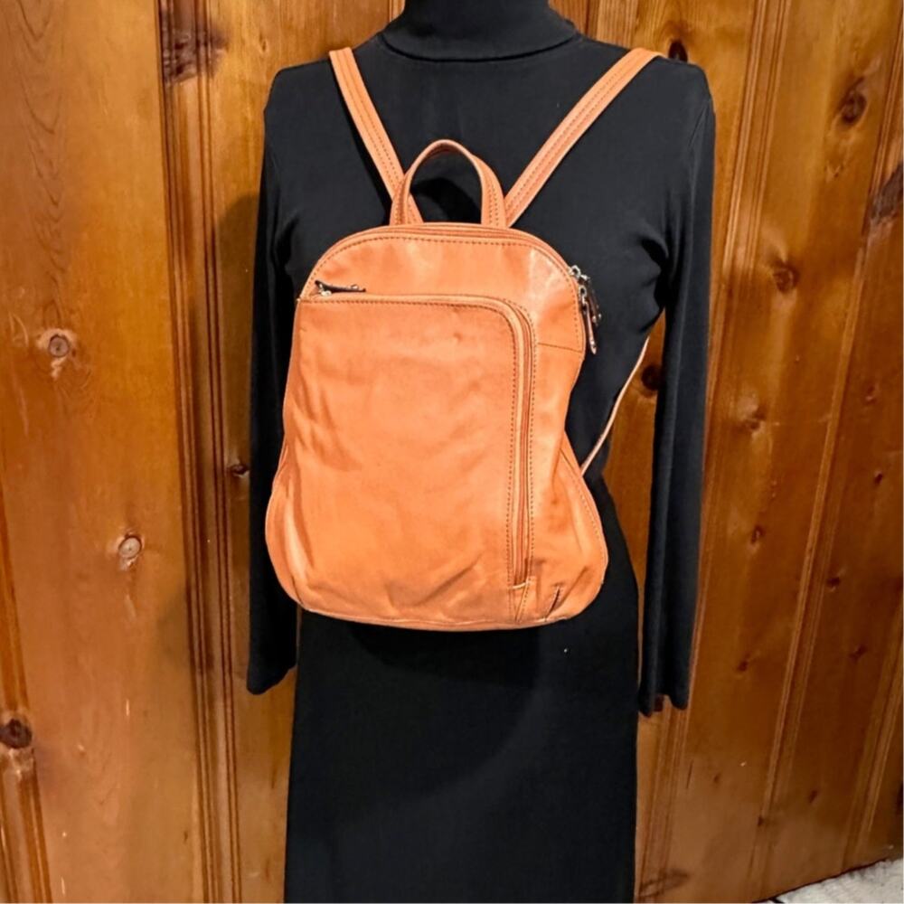 Tignanello Orange Leather Backpack